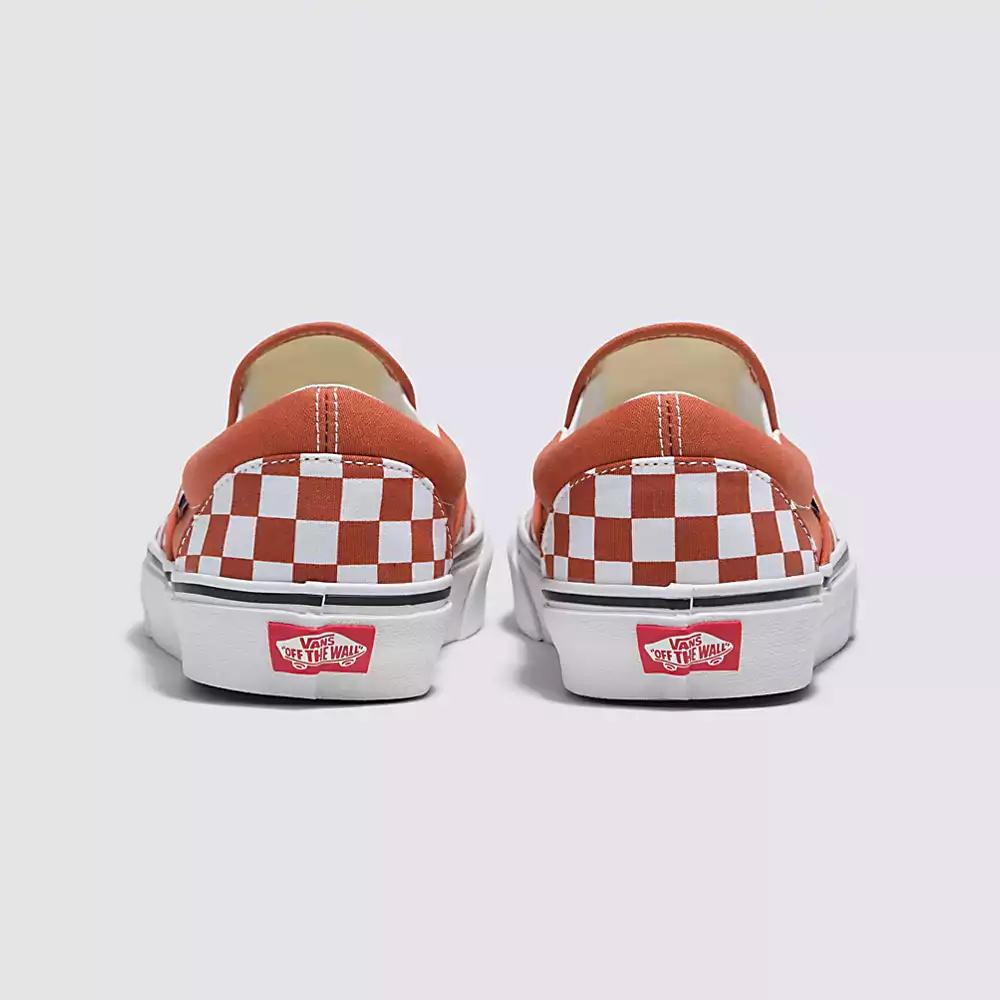 Men's Vans Checkerboard Classic Slip On Shoes Orange | USA13425