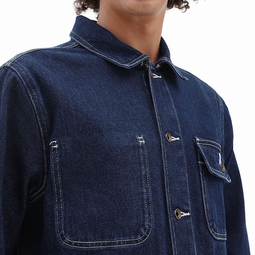 Men's Vans Drill Chore Denim Jackets Blue | USA40637