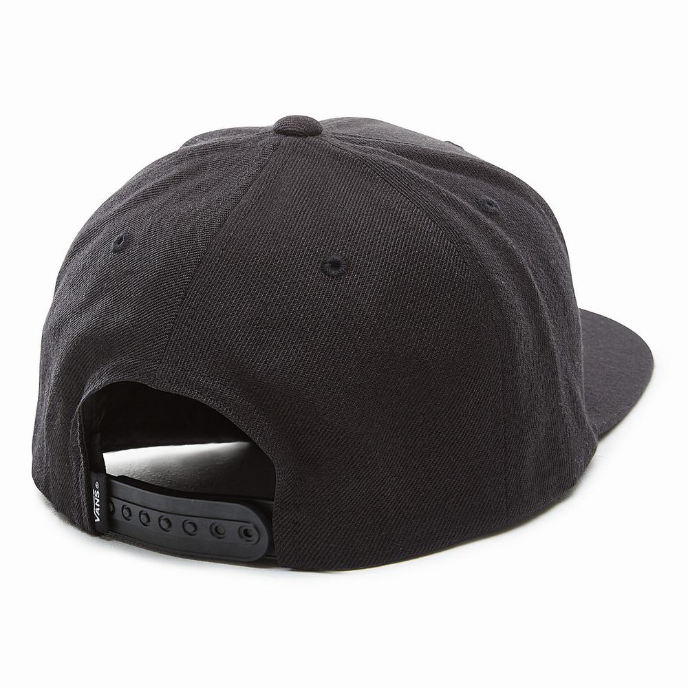 Men's Vans Drop V Snapback Hats Black / White | USA39581
