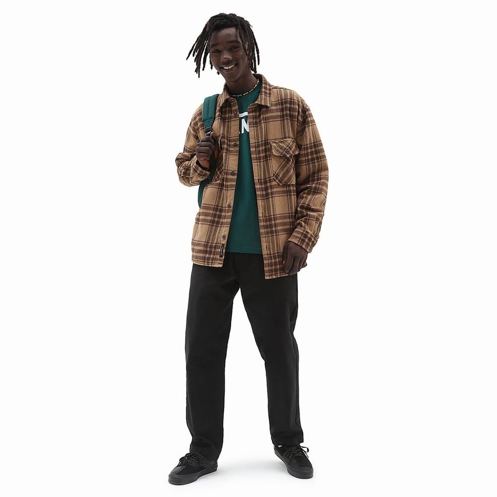 Men's Vans Vintage Oversized Woven Shirts Brown | USA34691