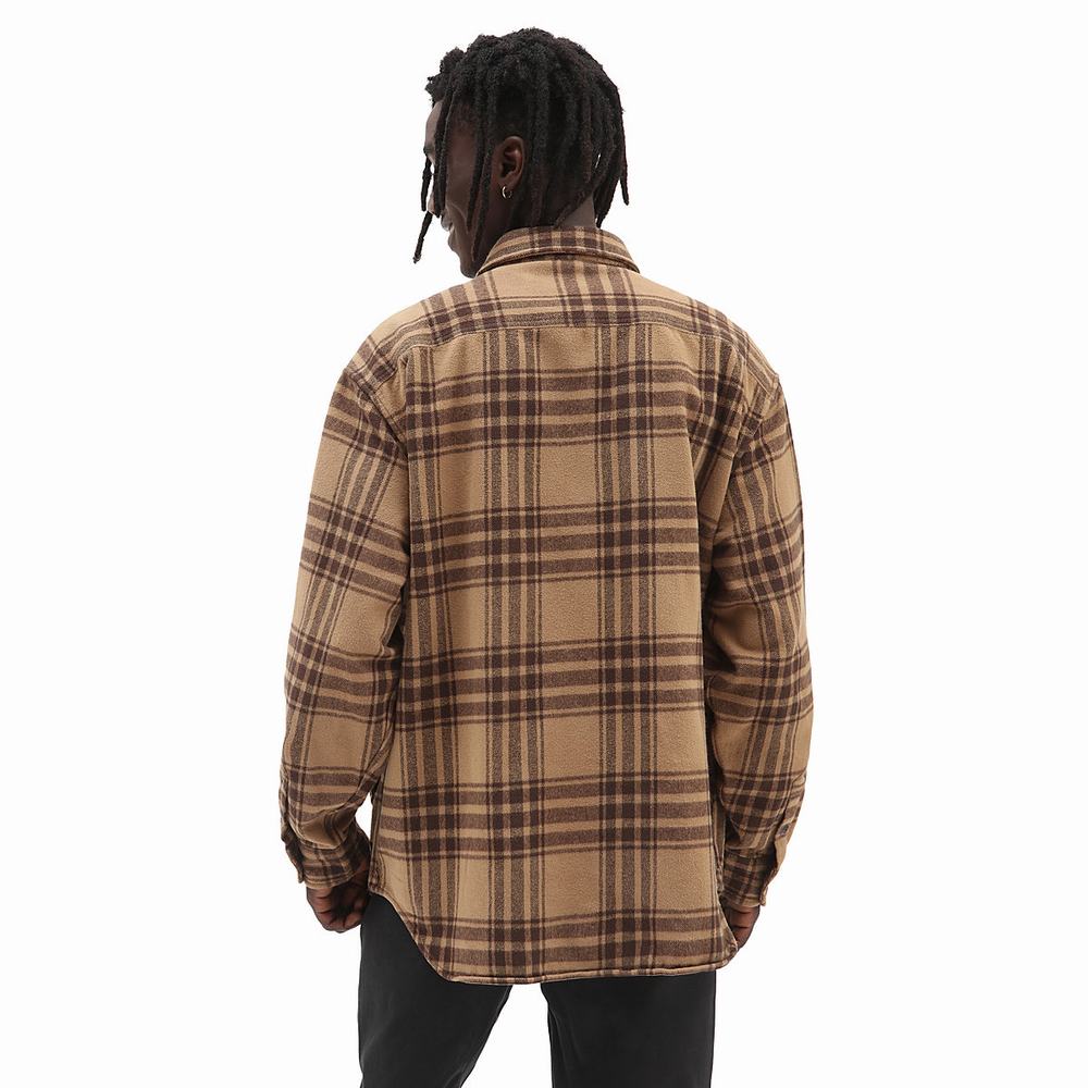 Men's Vans Vintage Oversized Woven Shirts Brown | USA34691