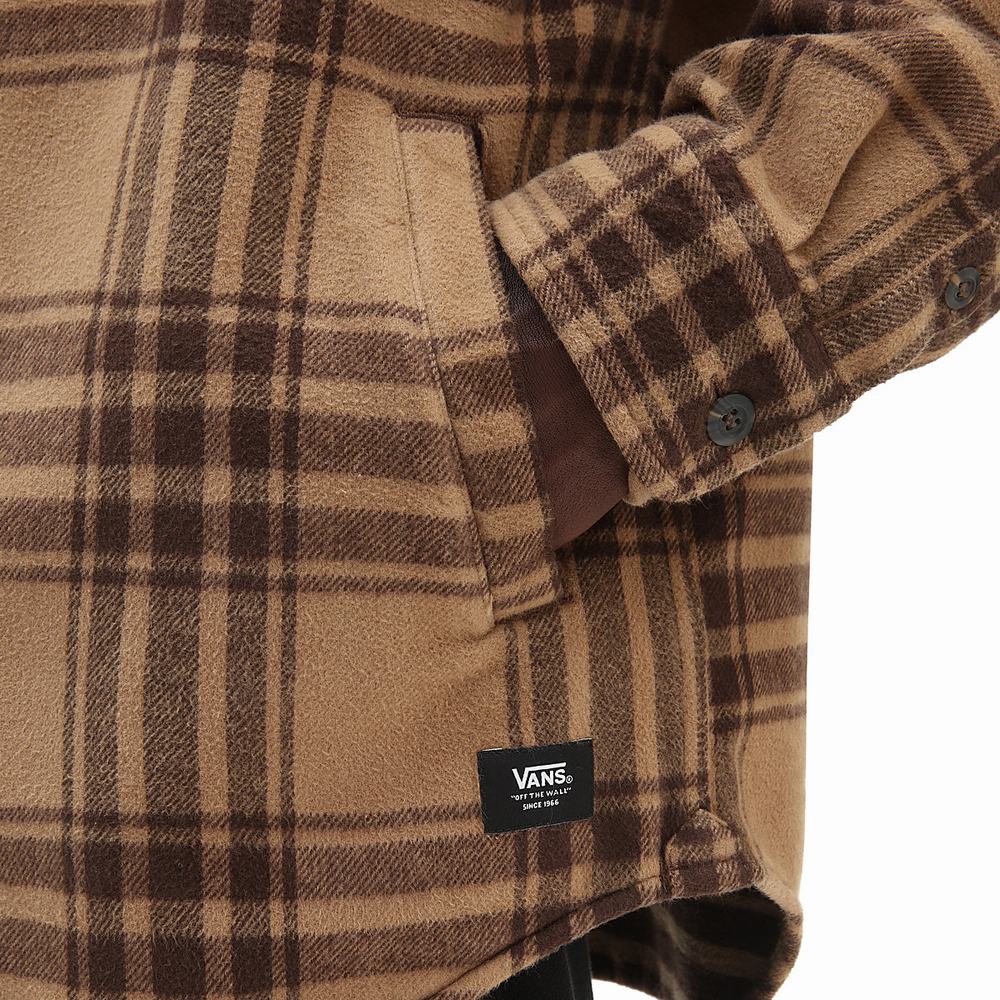 Men's Vans Vintage Oversized Woven Shirts Brown | USA34691