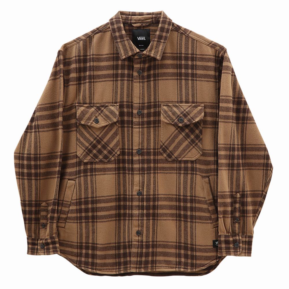 Men's Vans Vintage Oversized Woven Shirts Brown | USA34691