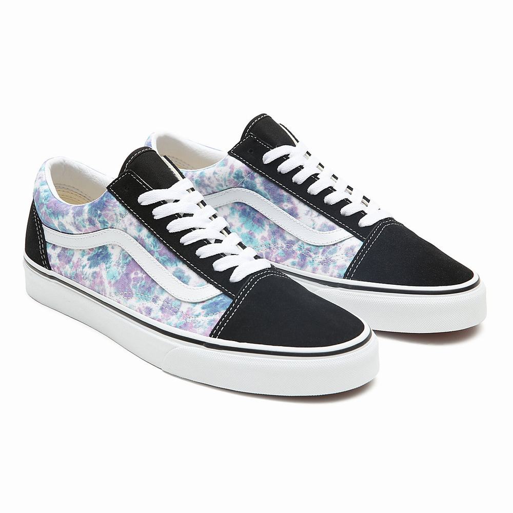 Women\'s Vans English Lavender Tie Dye Old Skool Sneakers Black | USA47690