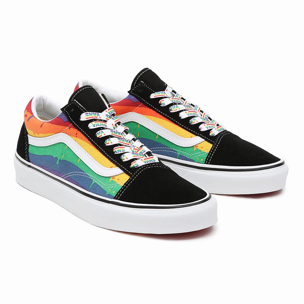 Women\'s Vans Rainbow Drip Old Skool Sneakers Black / Multicolor | USA04572